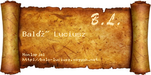 Baló Luciusz névjegykártya